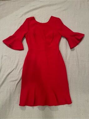 White House Black Market Red Bell-Sleeve Midi Dress - Size 00